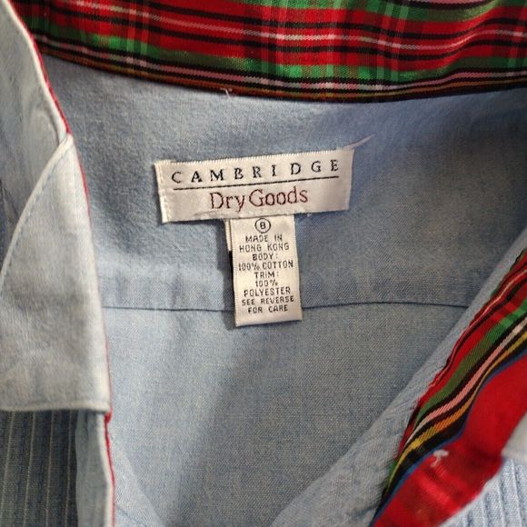 Vintage Chambray Shirt Blouse Pleated Button up Size 8 Cambridge Women's - Picture 13 of 14